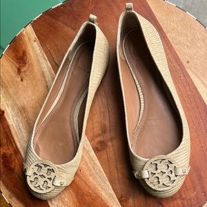 Tory Burch Textured Tan Flats